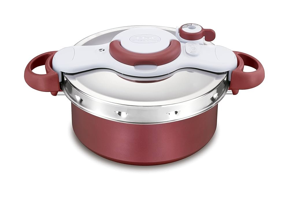 Tefal Clipso Minut Duo Autocuiseur 5L en aluminium avec 5 systèmes de sécurité et fermeture facile à une seule main P47051
